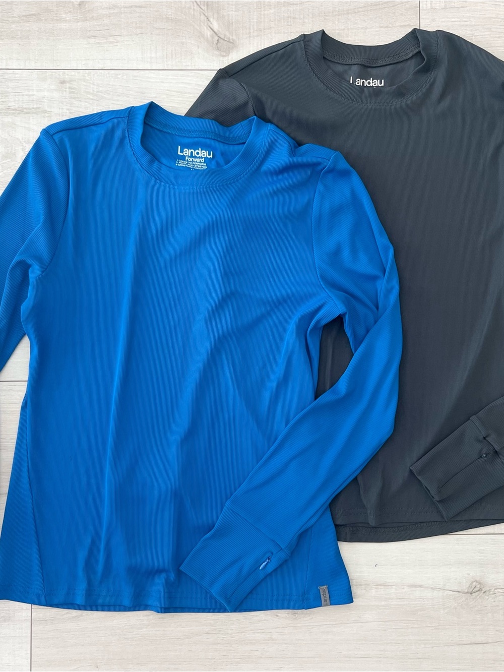 Landau Men's Long Sleeve Crew Neck Shirts - Royal Blue & Charcoal